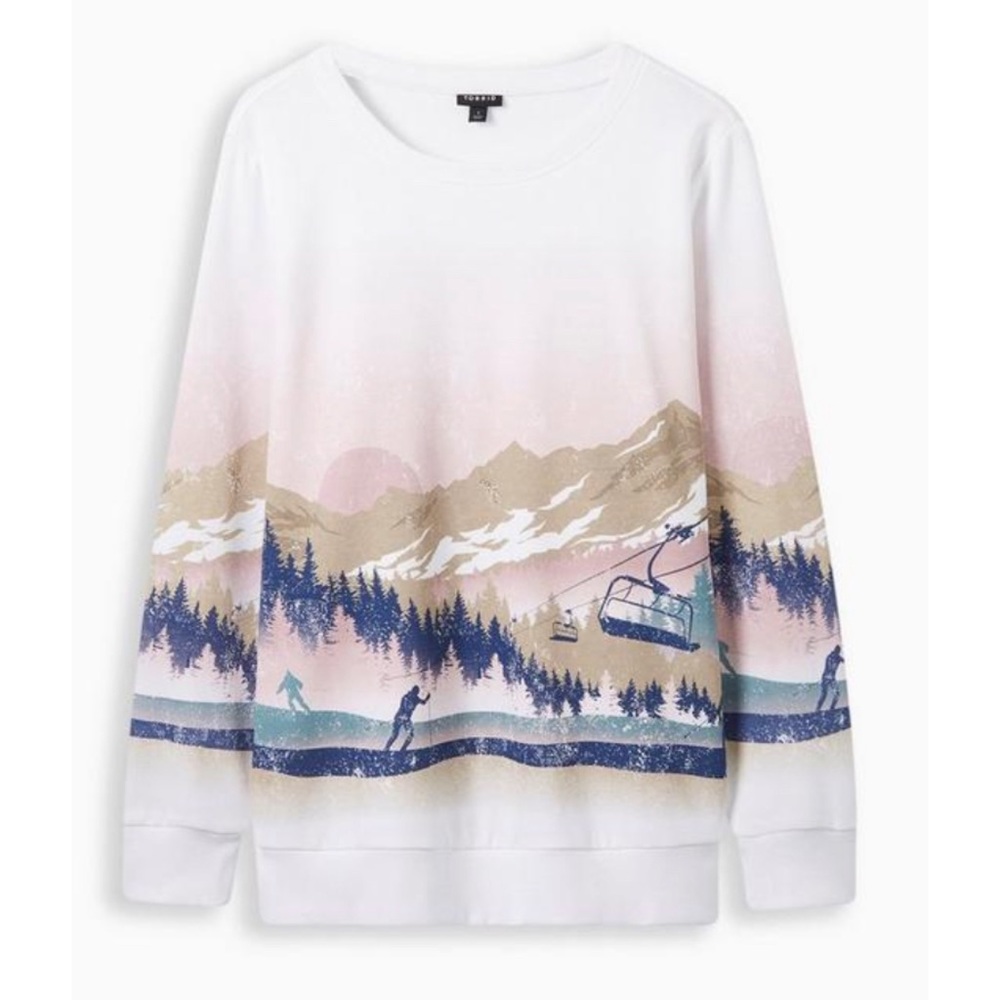 🆕 Ski Cozy Fleece Crew Neck Sweatshirt Top 2 2X 18 20 NWT Torrid New White Blue
